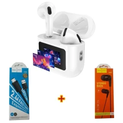 Беспроводные наушники Hoco ew73 white + наушники + кабель для зарядки