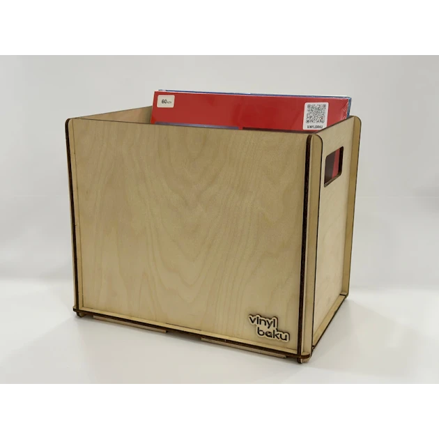 Ящик для хранения виниловых пластинок, дерево, коричневый