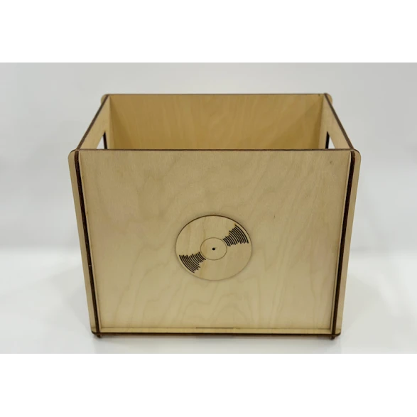 Ящик для хранения виниловых пластинок, дерево, коричневый