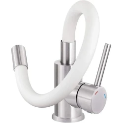 Mətbəx üçün qarışdırıcı Deante Luno BOC W720, çevik tökülmə ilə, silikon/paslanmayan polad, ağ/gümüşü