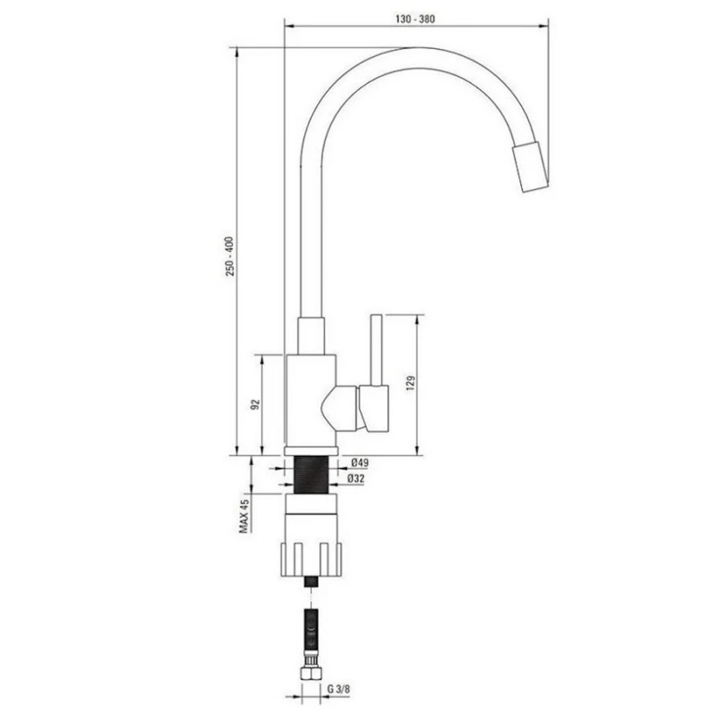 Смеситель для кухни Deante Luno BOC W720, с гибким изливом, силикон/нержавеющая сталь, белый/серебристый