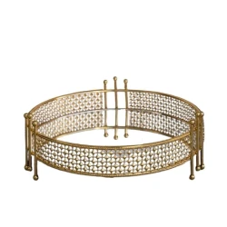 Поднос EA00106, 30 см, нержавеющая сталь/стекло, золотистый Поднос EA00106, 30 см, нержавеющая сталь/стекло, золотистый