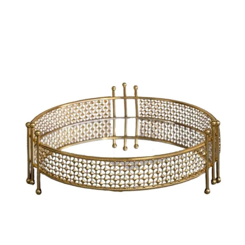 Поднос EA00106, 30 см, нержавеющая сталь/стекло, золотистый