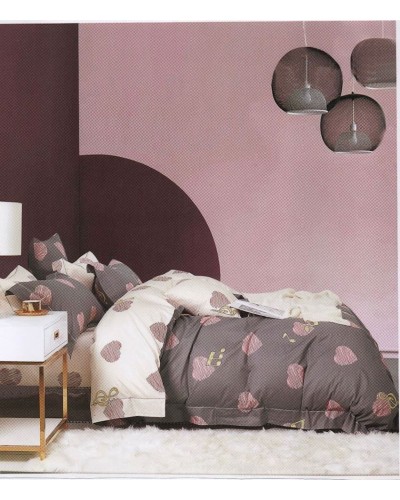 Yataq dəsti First Home ZZ-ZZ-0145, yorğan üzü 160х200 sm, yastıq üzü 50x70 sm, ikinəfərlik, satin, ağ/boz