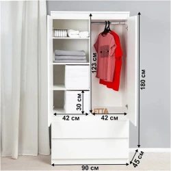 Шкаф Letta ЛДСП, белый, 180x45x90 см Шкаф Letta ЛДСП, белый, 180x45x90 см