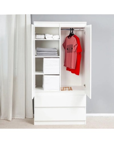 Şkaf Letta LDSP, ağ, 180x45x90 sm