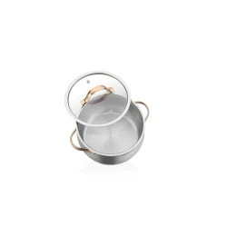 Набор кастрюль Korkmaz Samara, нержавеющая сталь, 2/3.7/3.8/6.3 л, серебристый/золотистый, 8 предметов