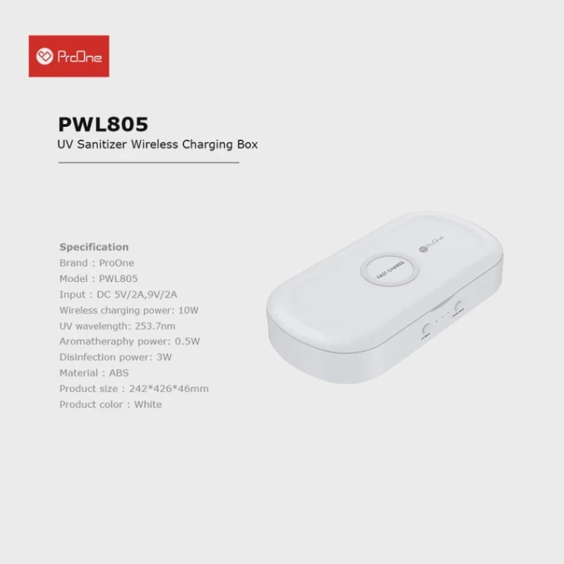 Xarici akkumulyator sanitayzer ilə ProOne PWL805 White