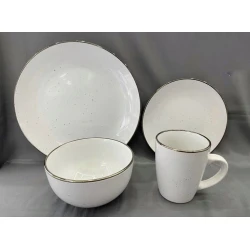 Boşqab dəsti 8292-40, keramika, ağ, 4 nəfərlik