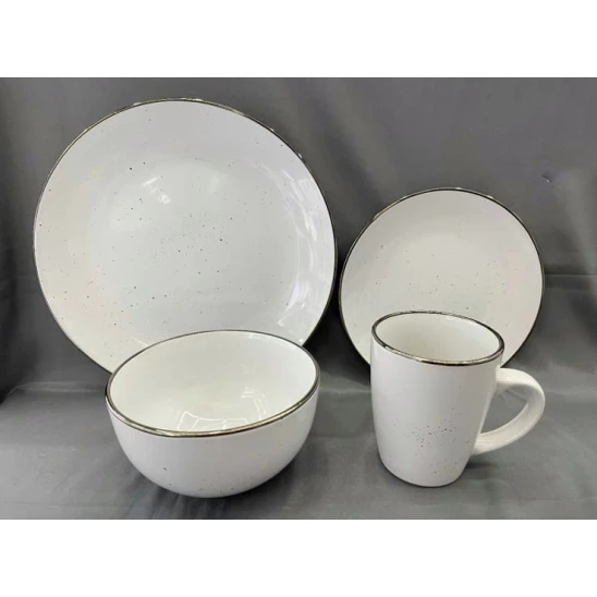 Boşqab dəsti 8292-40, keramika, ağ, 4 nəfərlik