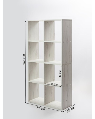 Stellaj Letta Dub White, 140х28х71 sm, LDSP, ağ