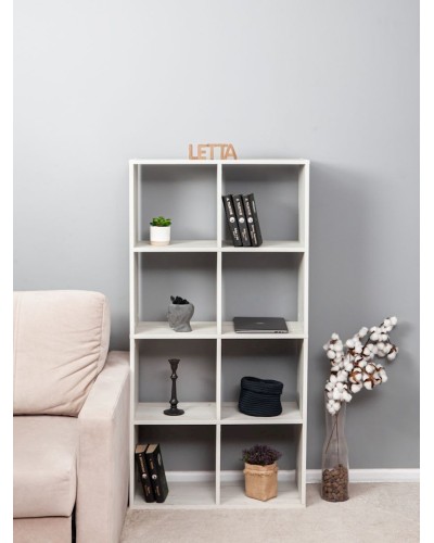 Stellaj Letta Dub White, 140х28х71 sm, LDSP, ağ