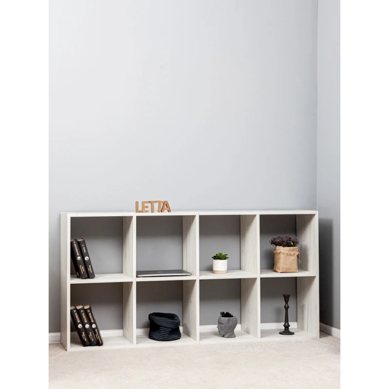 Стеллаж Letta Dub White, 140х28х71 см, ЛДСП, белый Стеллаж Letta Dub White, 140х28х71 см, ЛДСП, белый