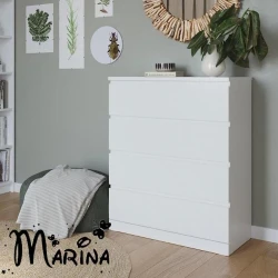 Комод Marina 3563_M25Kom4l1stvorka+White, ЛДСП, 100x50x80 см, белый Комод Marina 3563_M25Kom4l1stvorka+White, ЛДСП, 100x50x80 см, белый