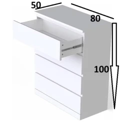 Комод Marina 3563_M25Kom4l1stvorka+White, ЛДСП, 100x50x80 см, белый Комод Marina 3563_M25Kom4l1stvorka+White, ЛДСП, 100x50x80 см, белый