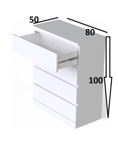 Komod Marina 3563_M25Kom4l1stvorka+White, LDSP, 100x50x80 sm, ağ
