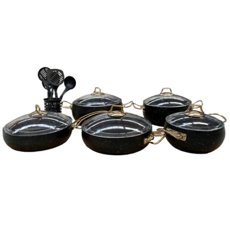 Наборы посуды для готовки Bonera Vogue Guvec Qranit, 16 предметов, черный