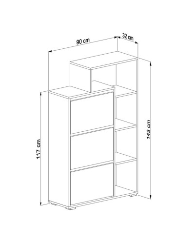 Ayaqqabı üçün tumba Ev Plus 12116007, LDSP, 90x32x143 sm