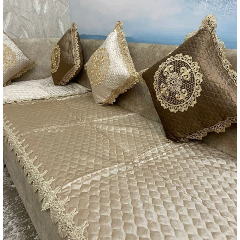 Набор накидок для дивана MM Tekstil MM-81, бежевый, 3 шт