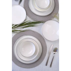 Сервиз обеденный Leggno Chester Platin, 24 предмета, 6 персон, костяной фарфор, белый