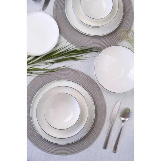 Сервиз обеденный Leggno Chester Platin, 24 предмета, 6 персон, костяной фарфор, белый Сервиз обеденный Leggno Chester Platin, 24 предмета, 6 персон, костяной фарфор, белый