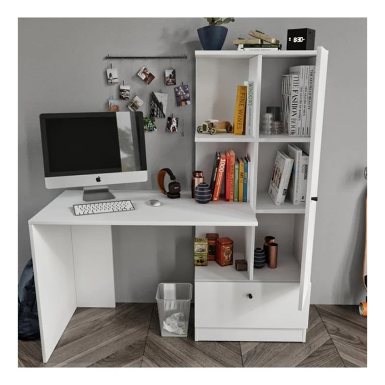 Письменный стол ev_12116111, ламинат, белый, 150x55x140 см Письменный стол ev_12116111, ламинат, белый, 150x55x140 см