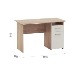 Письменный стол 3563_M3StolLitWhson, белый/коричневый, 120х60х74.6 см