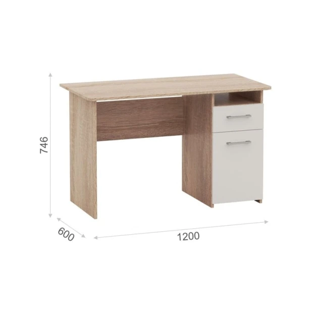 Письменный стол 3563_M3StolLitWhson, белый/коричневый, 120х60х74.6 см Письменный стол 3563_M3StolLitWhson, белый/коричневый, 120х60х74.6 см