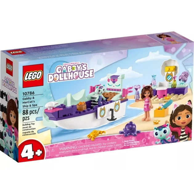 Конструктор LEGO Gabby's Dollhouse Gabby & MerCat's Ship & Spa V29 10786, 88 элементов, 4+ года
