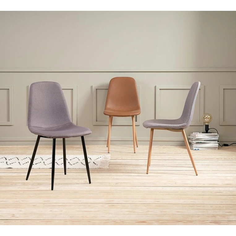 Стул JYSK Jonstrup, полиэстер, серый/дубовый, 43х84х53 см, 4 шт