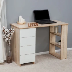 Компьютерный стол Letta, ЛДСП, белый/бежевый, 75x50x110 см
