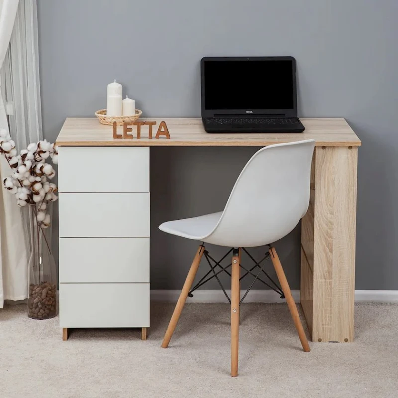 Компьютерный стол Letta, ЛДСП, белый/бежевый, 75x50x110 см Компьютерный стол Letta, ЛДСП, белый/бежевый, 75x50x110 см