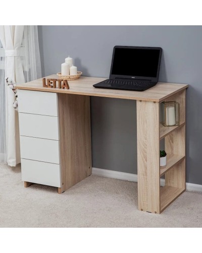 Kompüter masası Letta, LDSP, ağ/bej, 75x50x110 sm
