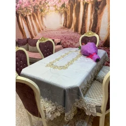 Скатерть MiraNova CTS-131, велюр, голубая, 160x220 см