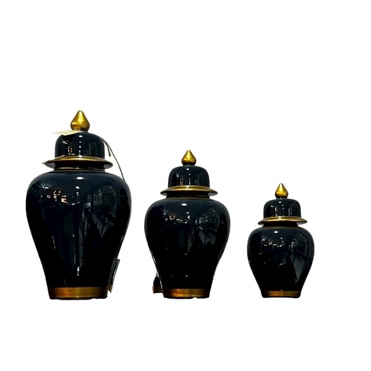 Набор декоративных банок Bianco CO39, 3 шт, керамика, синий, 24x13 см, 31x17 см, 39x21 см