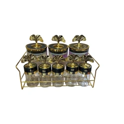 Qablar dəsti ədviyyatların saxlanılması üçün MagiDeal SE148, 8 əd, qara/qızılı