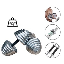 Nikel qantel dəsti, 2 x 20 kq, paslanmır, tutacaq hissəsi rezin - WS0012