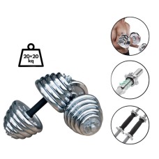 Nikel qantel dəsti, 2 x 20 kq, paslanmır, tutacaq hissəsi rezin - WS0012