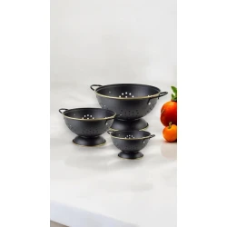 Набор дуршлагов Hartmann SHA-00004861, эмаль, черный, 16/23/28 см