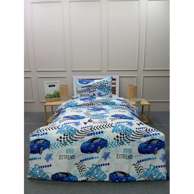 Комплект постельного белья MiraNova FS-194, пододеяльник 160х220 см, простыня 160х240 см, наволочка 50х70 см, односпальный, разноцветный Комплект постельного белья MiraNova FS-194, пододеяльник 160х220 см, простыня 160х240 см, наволочка 50х70 см, односпальный, разноцветный