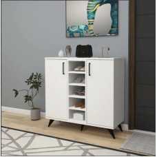 Ayaqqabı üçün tumba Ev Plus Pinko, LDSP, ağ, 90x87x35 sm