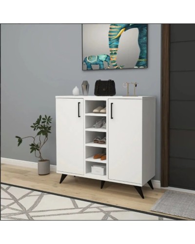 Ayaqqabı üçün tumba Ev Plus Pinko, LDSP, ağ, 90x87x35 sm