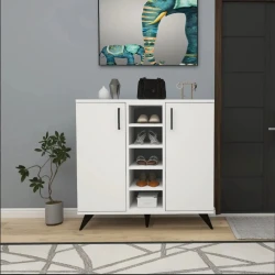 Тумба для обуви Ev Plus Pinko, ЛДСП, белая, 90x87x35 см Тумба для обуви Ev Plus Pinko, ЛДСП, белая, 90x87x35 см