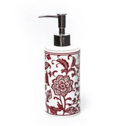Дозатор для жидкого мыла Hom-me 100708, 7.2x7.2x20 см, керамика, белый/красный