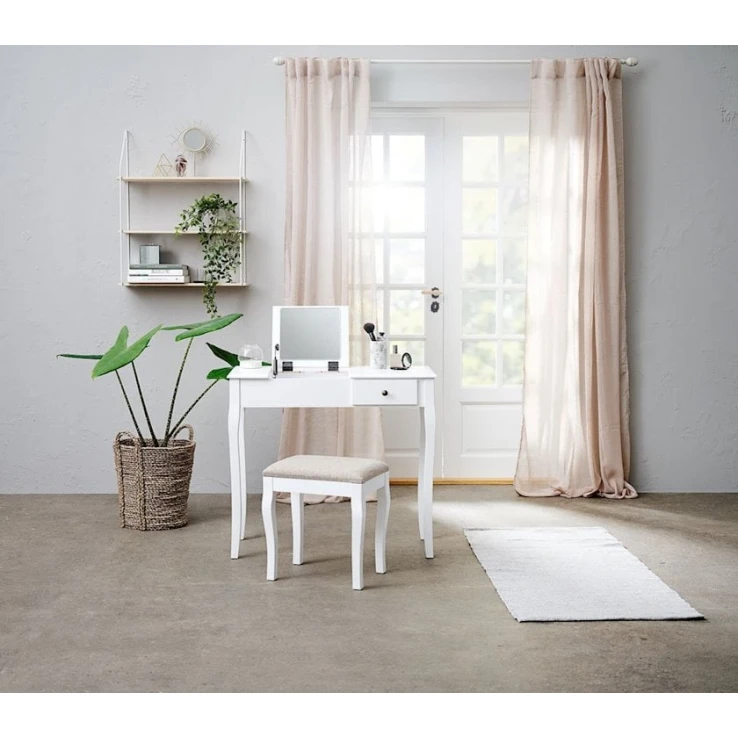 Табуретка JYSK Malling, белый/бежевый, МДФ/полиэстер, 40x45x30 см Табуретка JYSK Malling, белый/бежевый, МДФ/полиэстер, 40x45x30 см