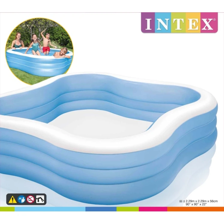 Надувной бассейн Intex H57225588495, 229x229x56 см, 1250 л, голубой