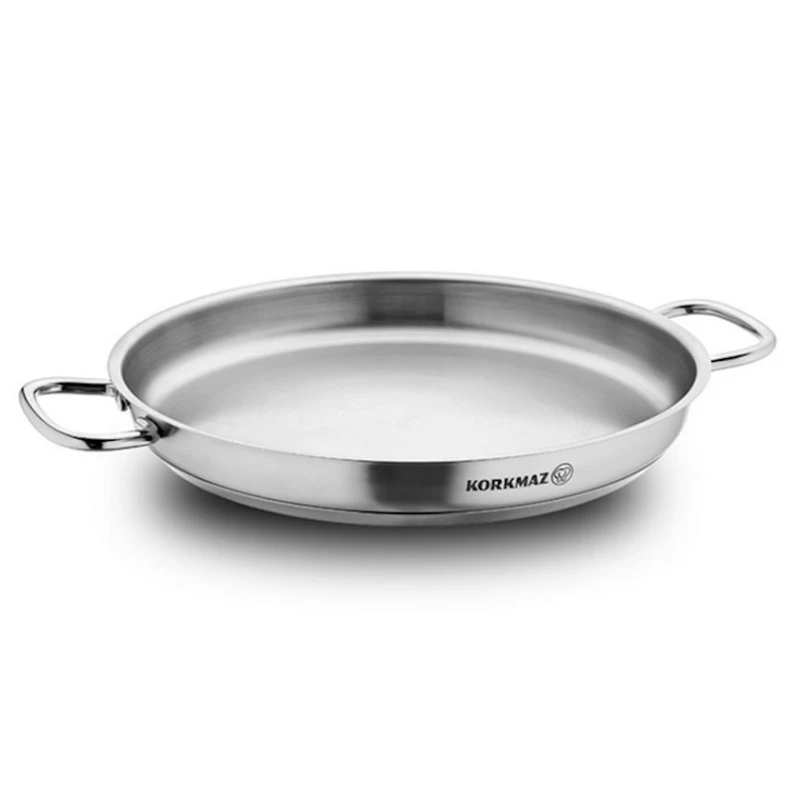 Сковородка для омлета/паэльи Korkmaz Proline Omelette A1187, 28 см, нержавеющая сталь, две ручки, Серебристый