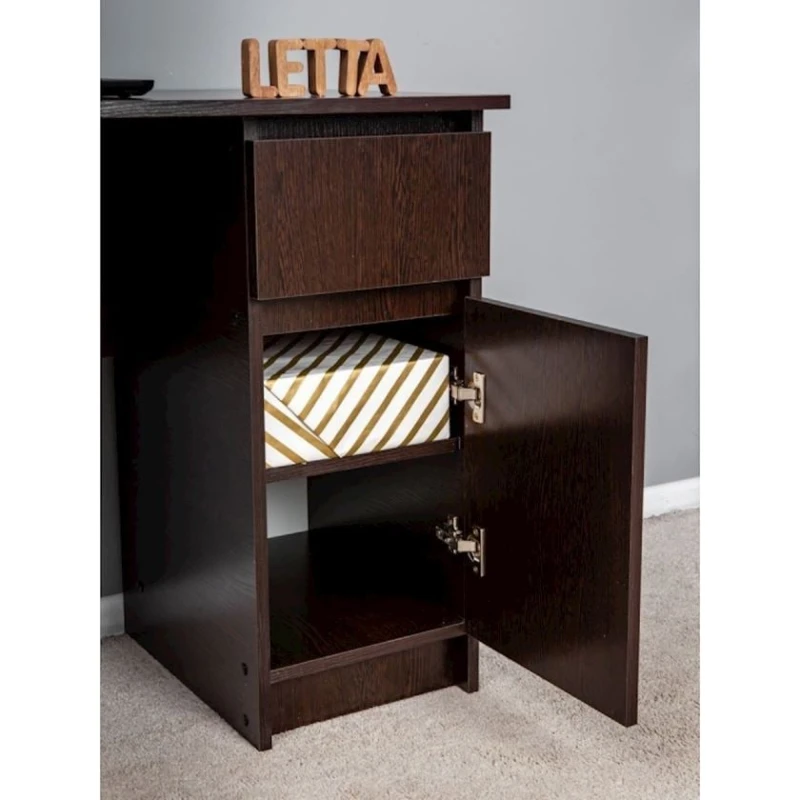 Kompüter masası, LDSP, 75х50х106 sm, siyirmələrlə/rəflərlə, qəhvəyi