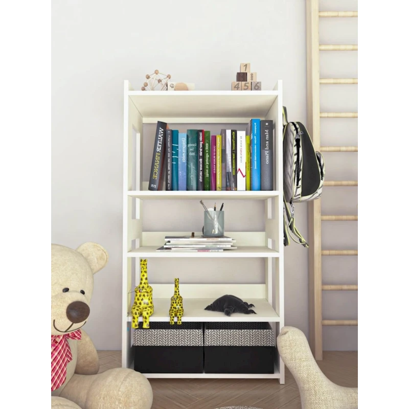 Стеллаж 3563_StellajEtajWhite, 110x58.2x34 см, ЛДСП, белый Стеллаж 3563_StellajEtajWhite, 110x58.2x34 см, ЛДСП, белый