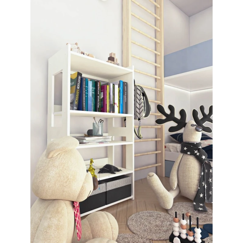 Стеллаж 3563_StellajEtajWhite, 110x58.2x34 см, ЛДСП, белый Стеллаж 3563_StellajEtajWhite, 110x58.2x34 см, ЛДСП, белый